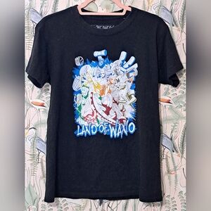 Onepiece Black Tee with Colorful Land of Wano Design